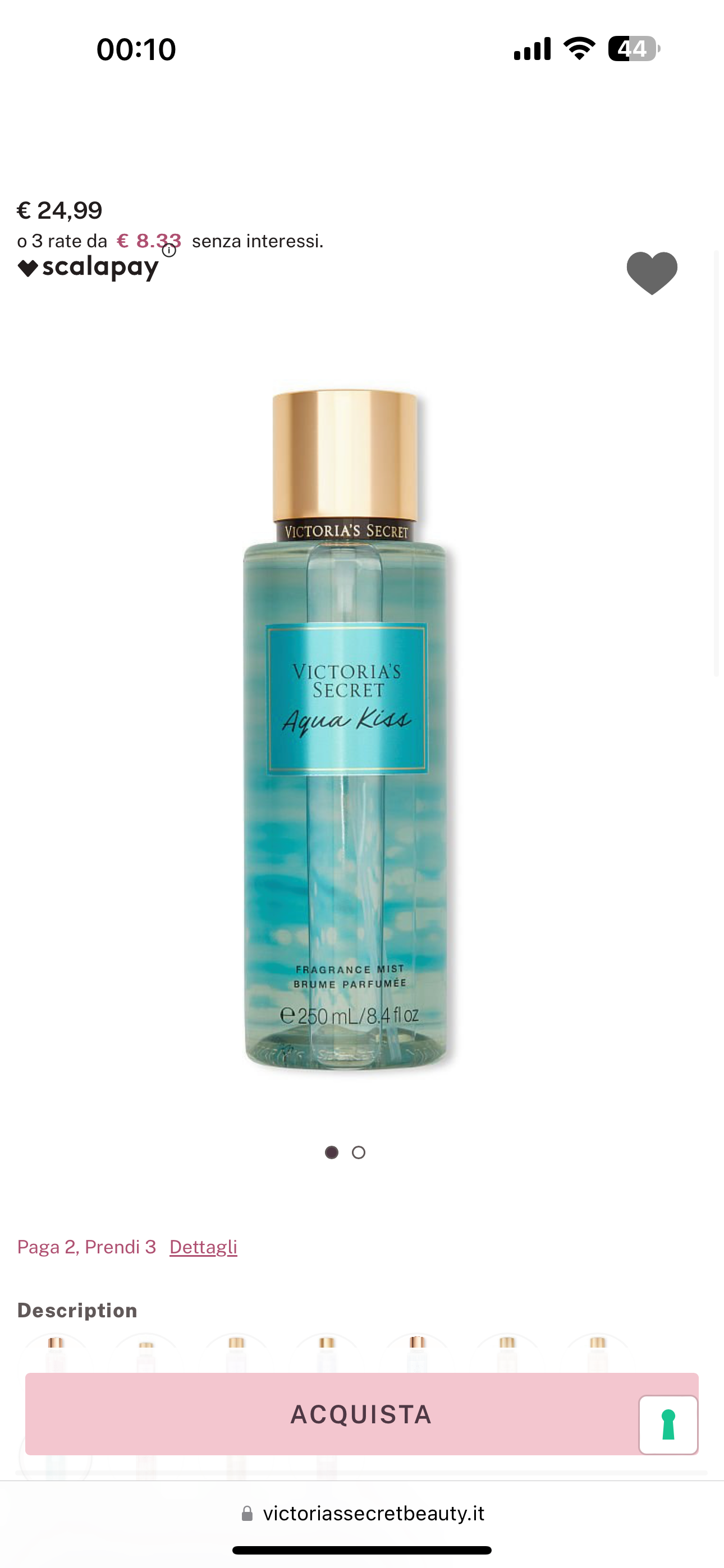Acqua profumata victoria secret