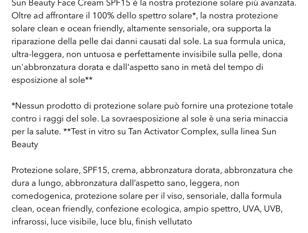 SUN CARE SUN BEAUTY FACE CREAM SPF15crema solare